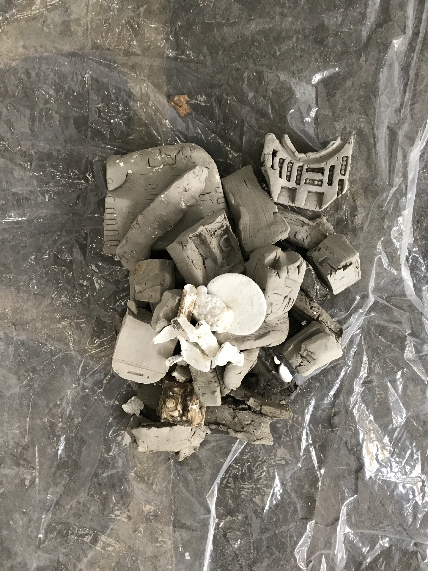 Unfired clay, plaster, alginate, plastic sheet