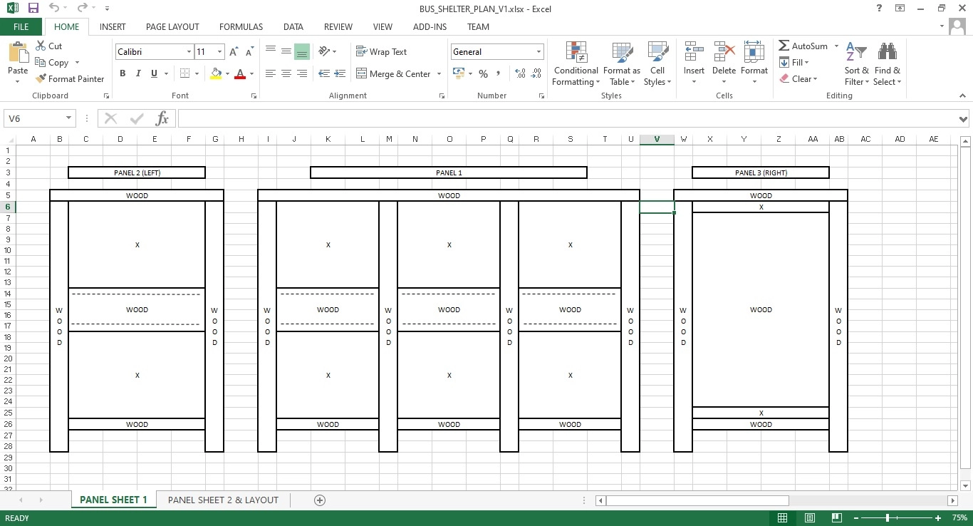 Blueprint for Bus Shelter Digital diagram of a Bus Shelter made in Excel