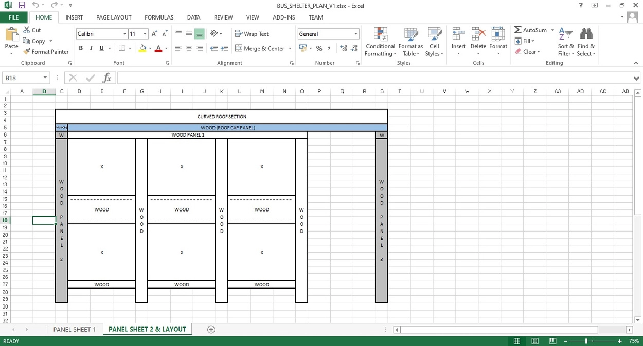 Blueprint for Bus Shelter Digital diagram of a Bus Shelter made in Excel
